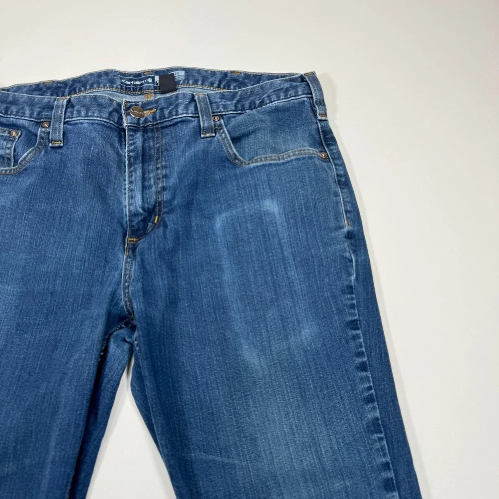 Carhartt Rugged Flex Straight Fit Jeans Mens 36x30 Blue Workwear Distressed